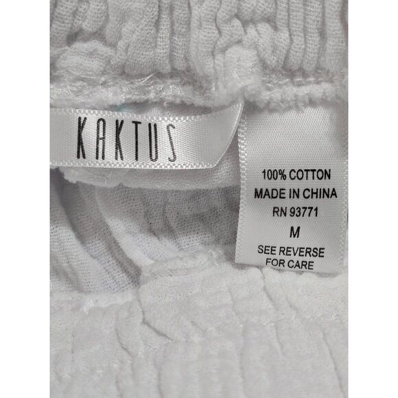 White Ruffle Hem Cotton Pants By Kaktus M Size - Picture 6 of 11